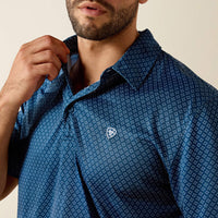 Ariat Men's All Over Print Polo in Dark Denim Medallion