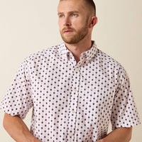 Ariat Men's S/S Tadeo Classic Fit Button Down Shirt in White Southwest Print