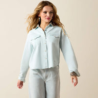 Ariat Women's Asheville Snap Shirt in Light Wash Indigo