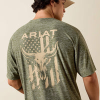 Ariat Men's Longskull Freedom T-Shirt in Dark Olive Heather