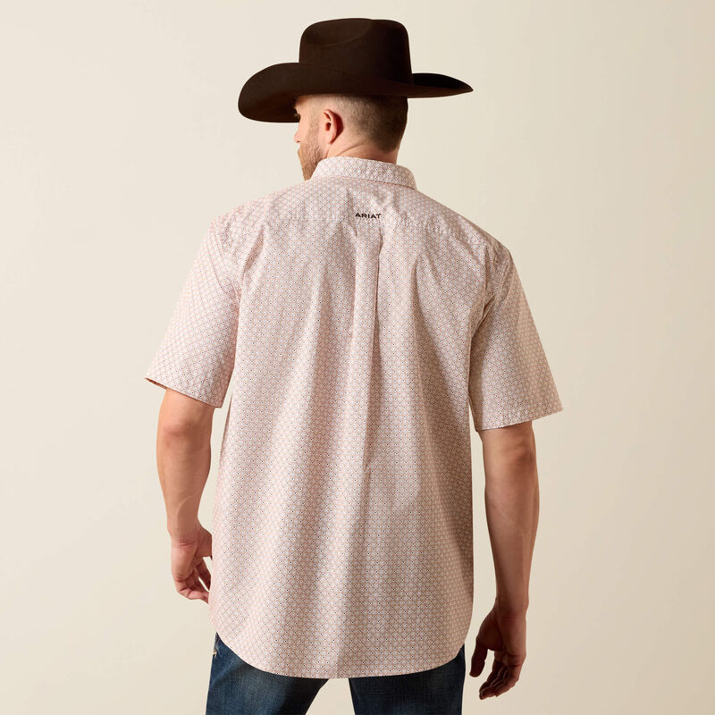 Ariat Men's S/S Nels Classic Fit Button Down Western Shirt in Almond Oil Geo Print