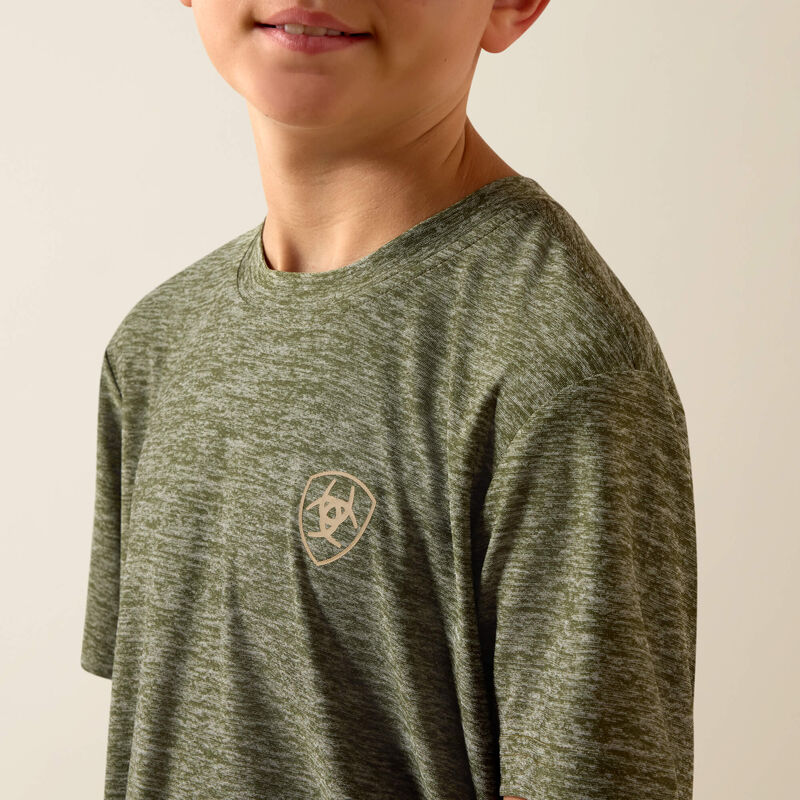 Ariat Youth Boy's Longskull Freedom T-Shirt in Dark Olive Heather