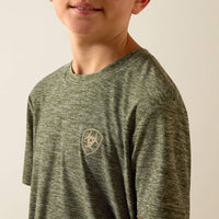 Ariat Youth Boy's Longskull Freedom T-Shirt in Dark Olive Heather