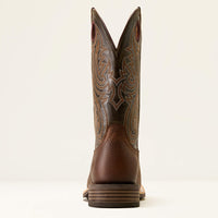 Ariat Men's Highland Toughstock Wide Square Toe Cowboy Boot in Brown Oiled Rowdy/Timber Olive