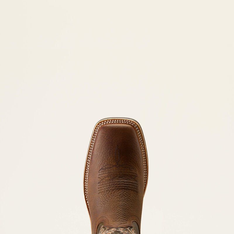 Ariat Men's Highland Toughstock Wide Square Toe Cowboy Boot in Brown Oiled Rowdy/Timber Olive