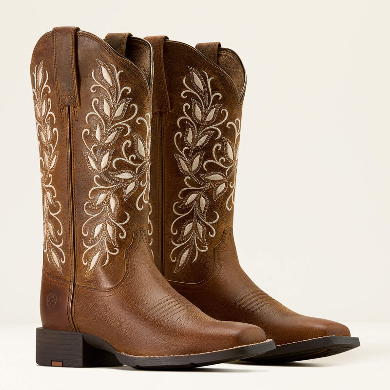 Ariat Women's Round Up Holly Wide Square Toe in Pearl