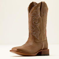 Ariat Women's County Lane Wide Square Toe Western Boot in Natural Tan