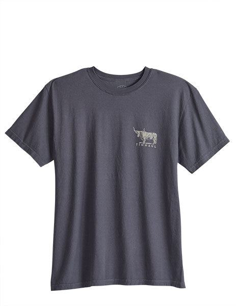Tin Haul Men's Long Horn Screen Print T-Shirt in Dark Grey