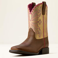 Ariat Kid's Sundown Western Boot in Georgia Clay/ Royal Gold Metallic