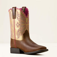 Ariat Kid's Sundown Western Boot in Georgia Clay/ Royal Gold Metallic