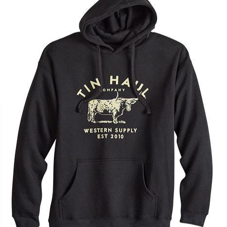 Tin Haul Men's Longhorn Logo Hoodie in Black