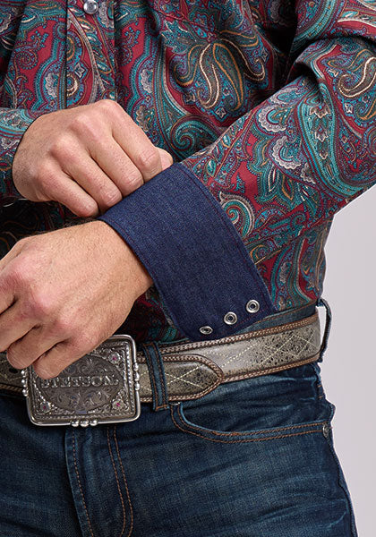 Stetson Men's Vintage Paisley Western Snap Shirt in Lodge Paisley