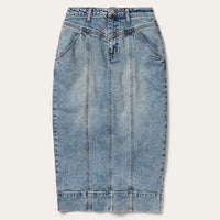 Stetson Women's Denim Midi Skirt in Washed Denim