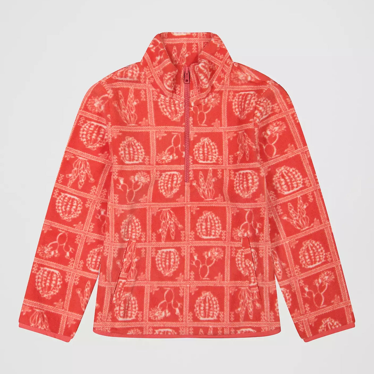 Wrangler Girl's Printed Quarter-Zip Fleece Pullover in Pink