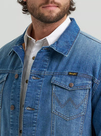 Wrangler Men's Cowboy Cut Flannel Lined Denim Jacket in Blue Indigo