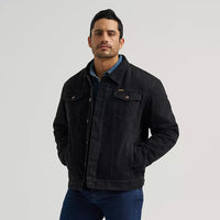 Wrangler Retro Men's Sherpa Lined Denim Jacket in Caviar
