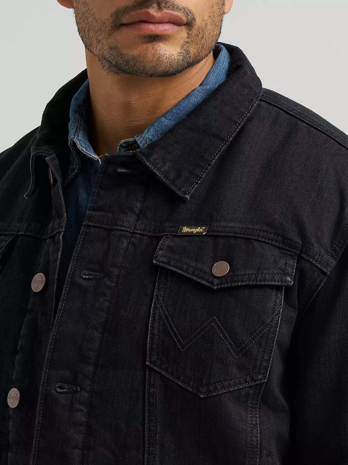 Wrangler Retro Men's Sherpa Lined Denim Jacket in Caviar