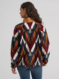Wrangler Women's Hay Away Big Sky Sherpa Snap Jacket in Desert Chevron