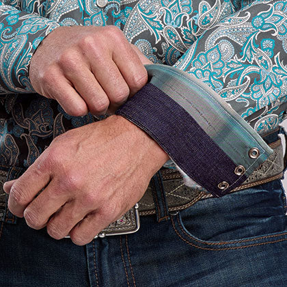 Stetson Men's Paisley Western Button Down Shirt in Turquoise