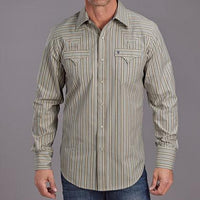 Stetson Men's Ticking Stripe Western Snap Shirt in Brown