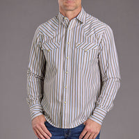 Stetson Men's L/S Ombre Stripe Western Snap Shirt in Brown