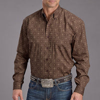 Stetson Men's Vintage Ornamental Western Button Down Shirt in Brown