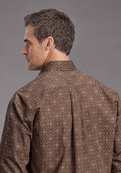 Stetson Men's Vintage Ornamental Western Button Down Shirt in Brown
