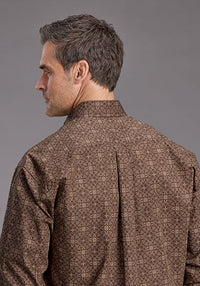 Stetson Men's Vintage Ornamental Western Button Down Shirt in Brown