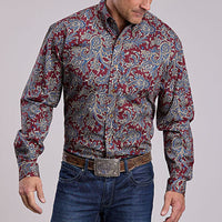 Stetson Men's Ruby Paisley Western Button Down Shirt in Red
