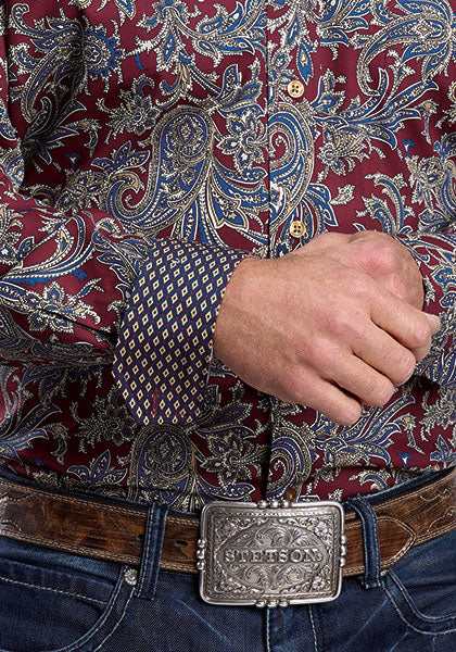 Stetson Men's Ruby Paisley Western Button Down Shirt in Red