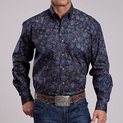 Stetson Men's Midnight Sky Print Western Button Down Shirt in Blue