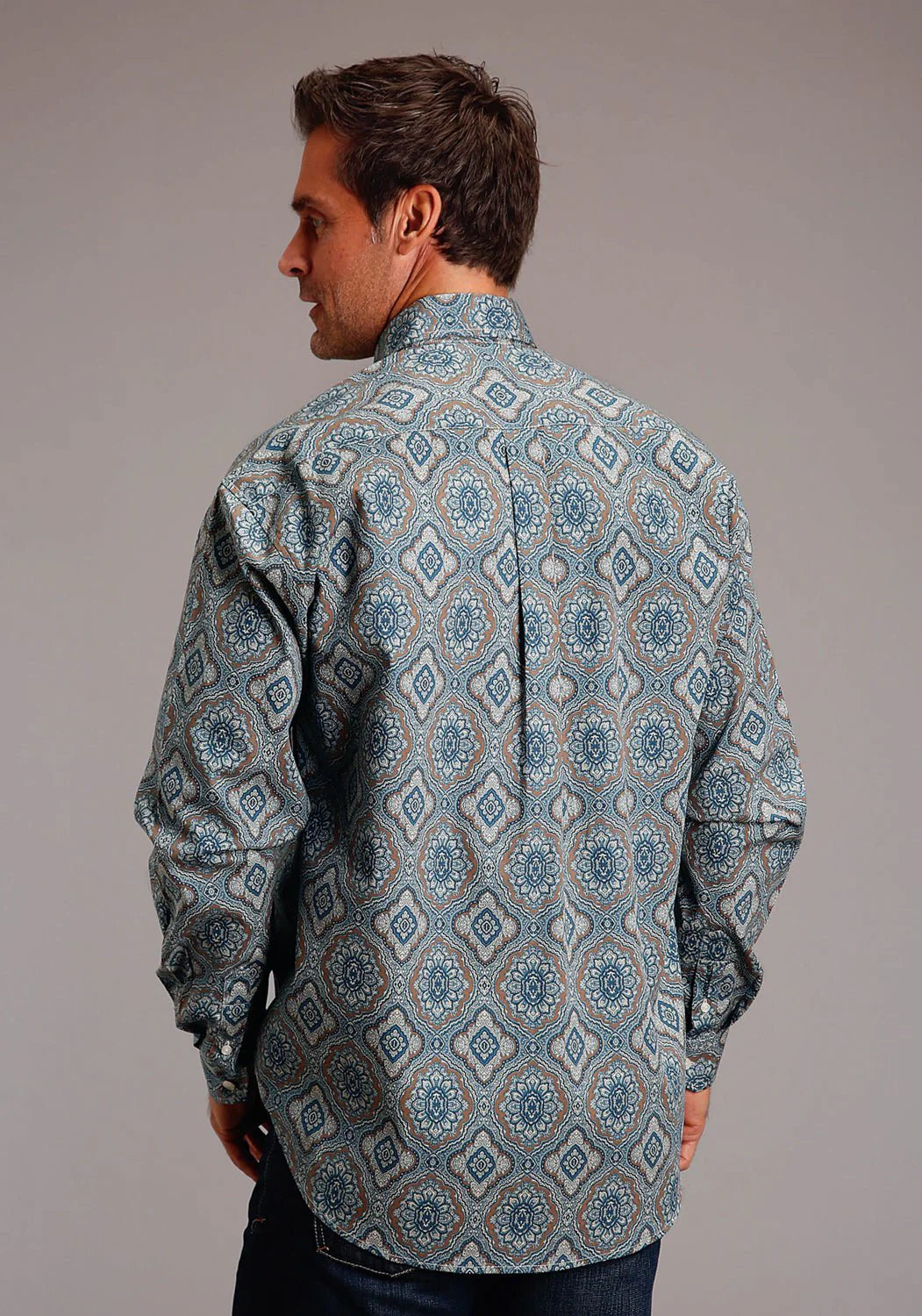 Stetson Men's Sierra Paisley Western Snap Shirt in Blue