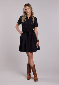 Stetson Women's Cotton Eyelet Shirt Dress in Black