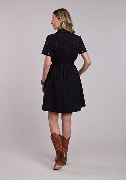 Stetson Women's Cotton Eyelet Shirt Dress in Black