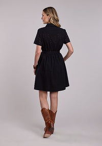 Stetson Women's Cotton Eyelet Shirt Dress in Black