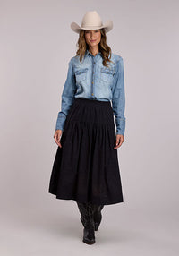 Stetson Women's Cotton Eyelet Prairie Style Skirt in Black