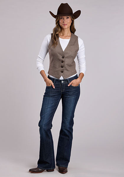 Stetson Women's Herringbone Tweed Vest in Brown