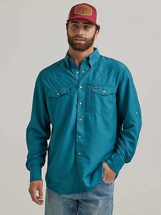 Wrangler Men's Performance Snap Long Sleeve Solid Shirt