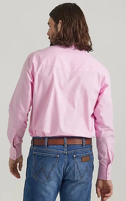 Men's Wrangler Bucking Cancer Snap Shirt in Fuschia Pink