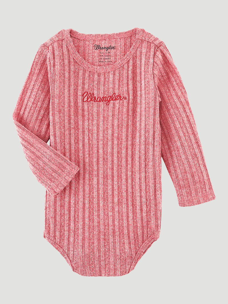 Wrangler Baby Girl's Chunky Knit Logo Bodysuit in Pink