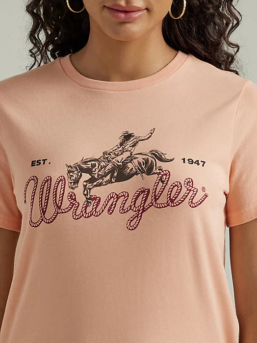 Wrangler Retro Women's Western Logo Graphic Tee in Salmon