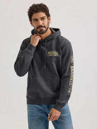 Wrangler Men's 1947 Logo Pullover Hoodie in Washed Black