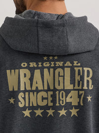 Wrangler Men's 1947 Logo Pullover Hoodie in Washed Black