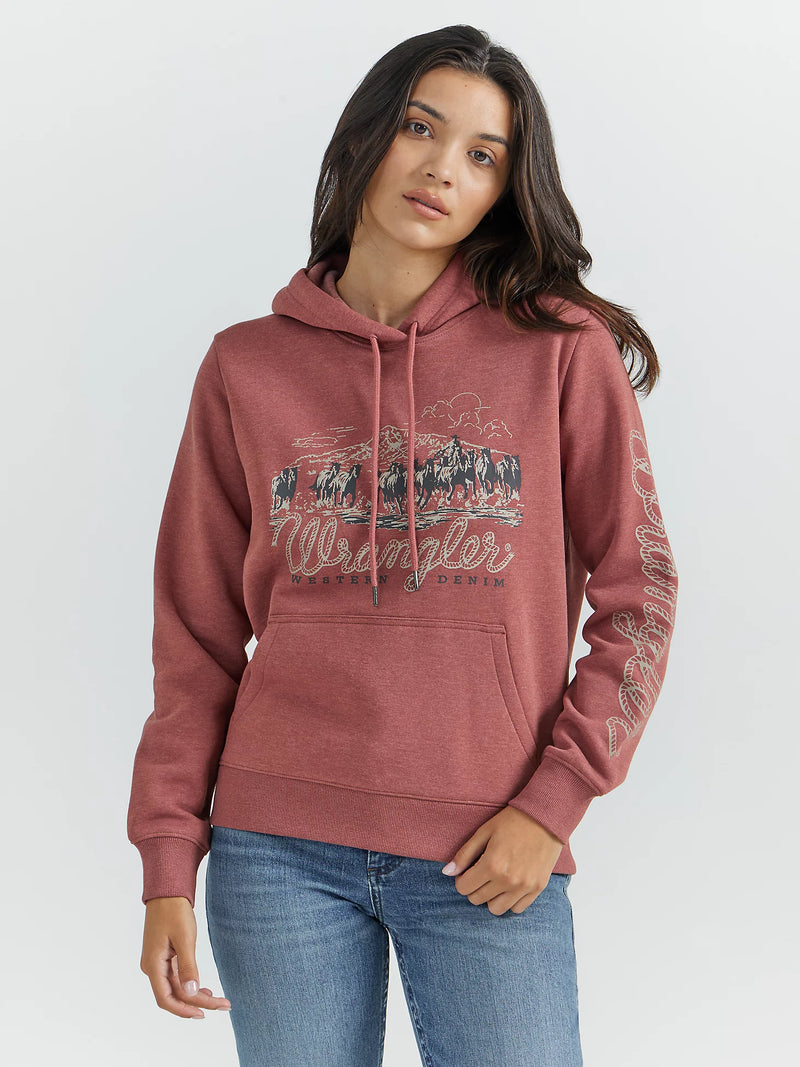 Wrangler Women's Horse Stampede Hoodie in Cowhide