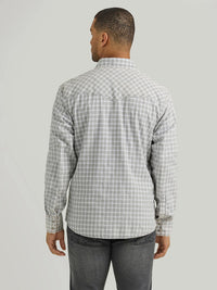 Wrangler Retro Men's L/S Premium Plaid Western Snap Shirt in Pale Grey