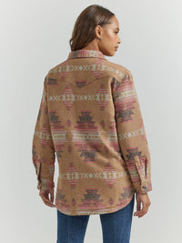 Wrangler Retro Women's Southwestern Jacquard Shacket in Dune