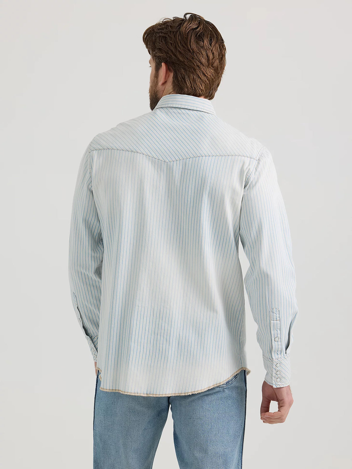 Wrangler Men's L/S Vintage Inspired Railroad Stripe Western Snap Work Shirt