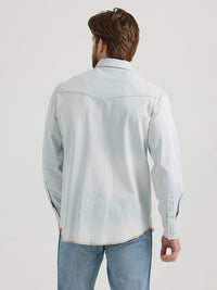Wrangler Men's L/S Vintage Inspired Railroad Stripe Western Snap Work Shirt