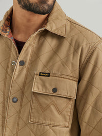 Wrangler Men's Reversible Quilted Shirt Jacket in Clay