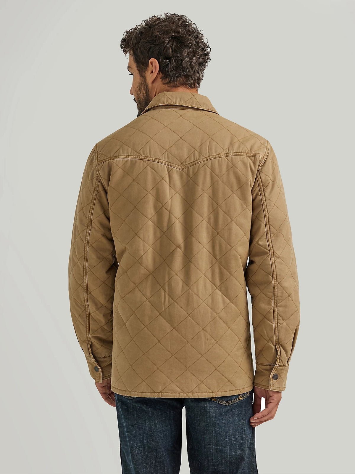 Wrangler Men's Reversible Quilted Shirt Jacket in Clay